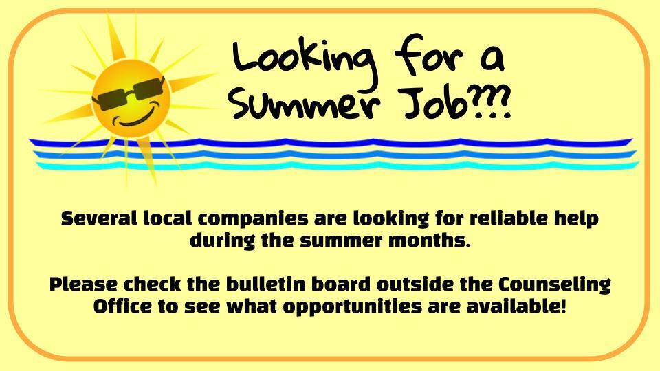 Area Summer Jobs Opportunities