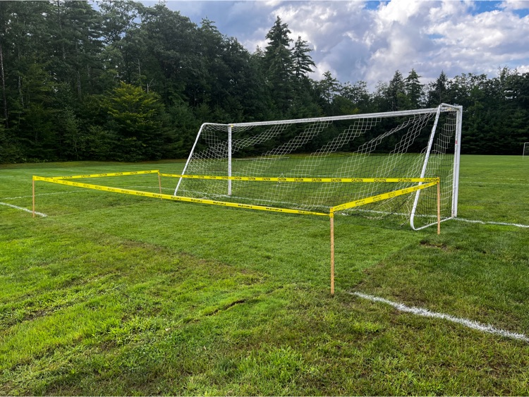 soccer goal with new sod installed behind the goal