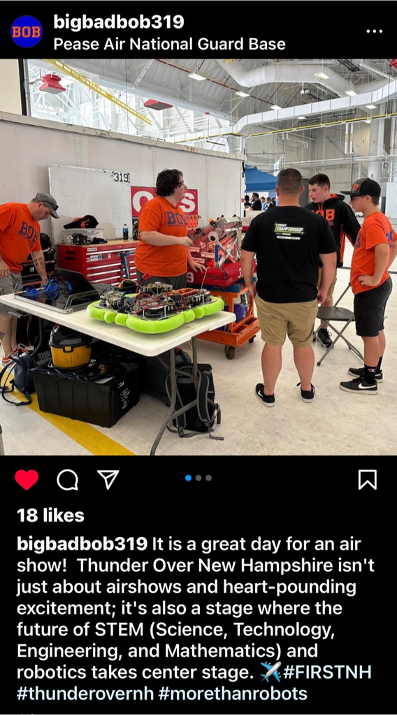 instagram screen shot showing robotics club at air show